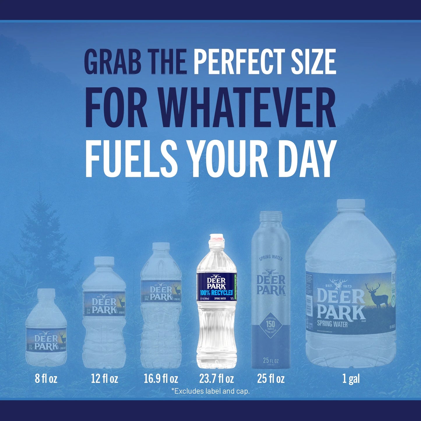 Deer Park Spring Water, Sport Cap, 23.7 fl oz, 6-pack Plastic Bottles